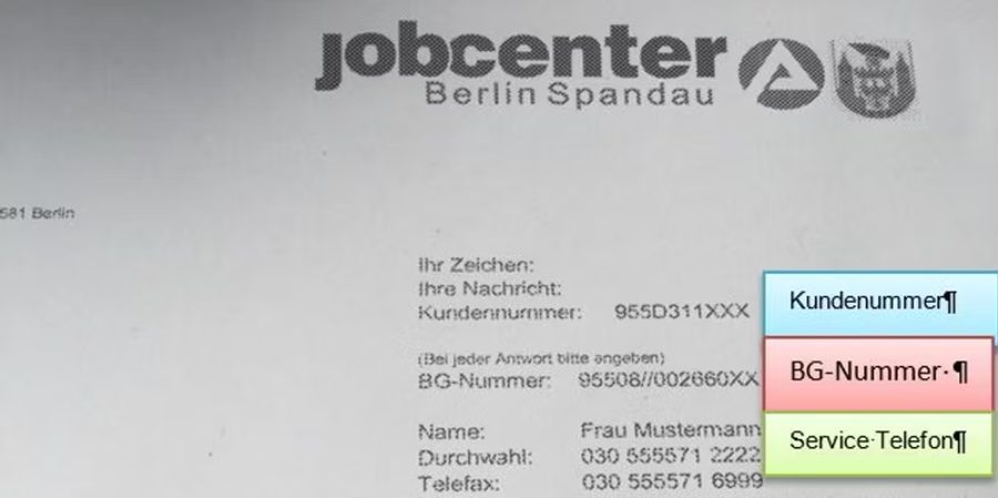 Beispiel einer Kundennummer aus dem Jobcenter-Schreiben